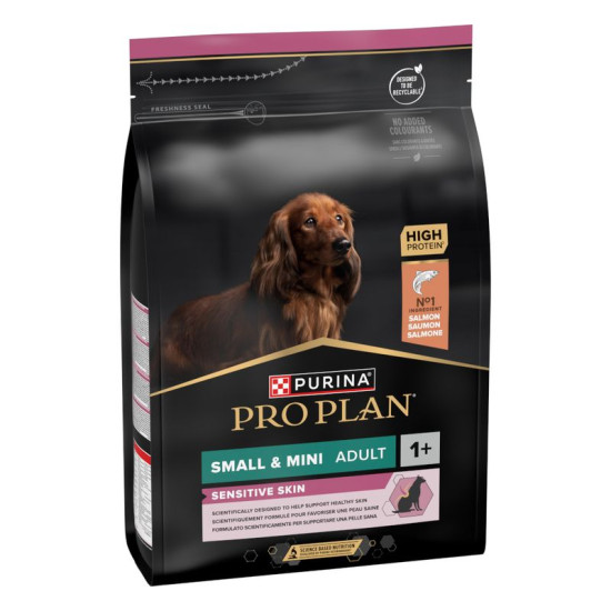 Purina Pro Plan Dog Small Adult Sensitive Skin – Hrană Uscată pentru Câini Adulți de Talie Mică cu Somon – 3 kg